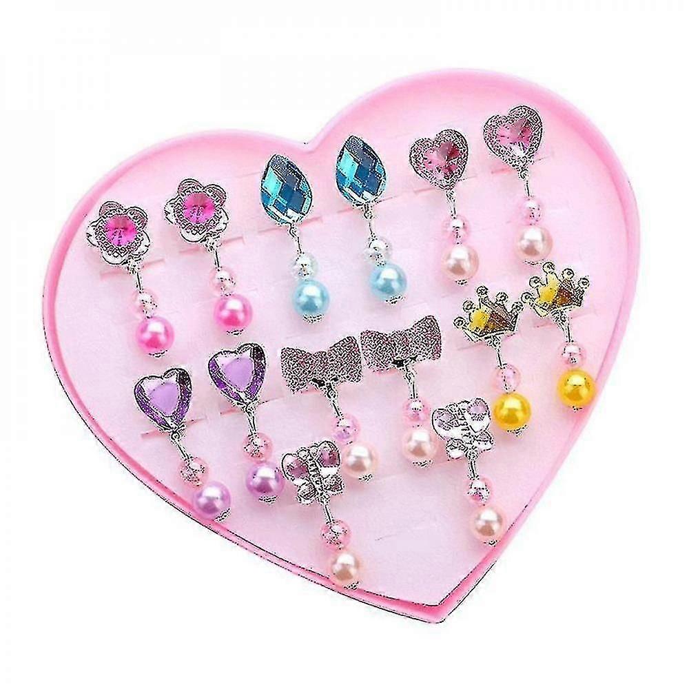 مشابك أذن الأطفال بدون ثقوب الأذن أقراط وهمية هدية مربع مجموعة تقليد حفر الأذن مقاطع بنات ألعاب الزينة 1 مجموعة ملونة