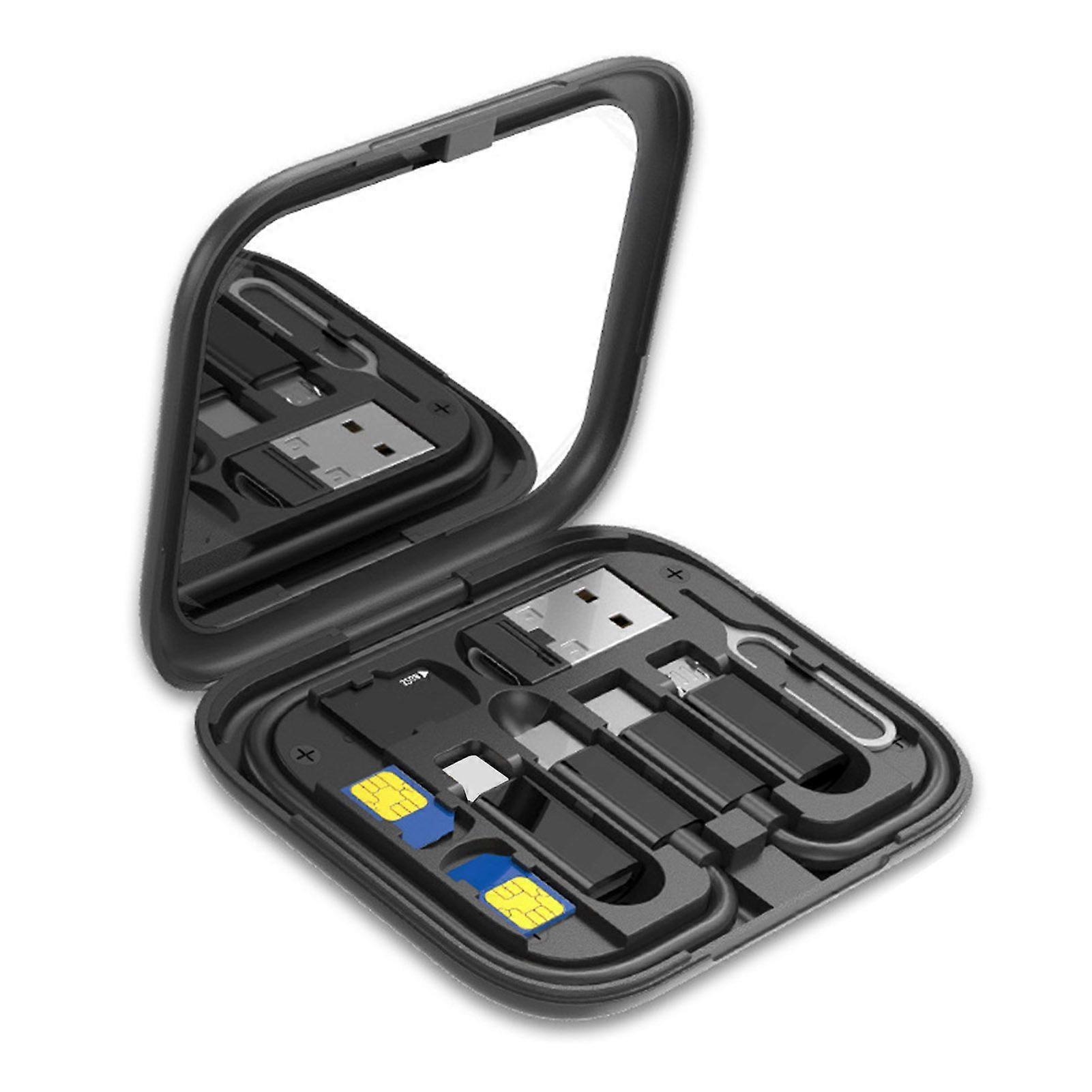 USB Adapter Multi Charging Cable Case Data Cable Case with Phone Kickstand 9-in-1 SIM Card Pin USB Type-C Fast Charging Kit
