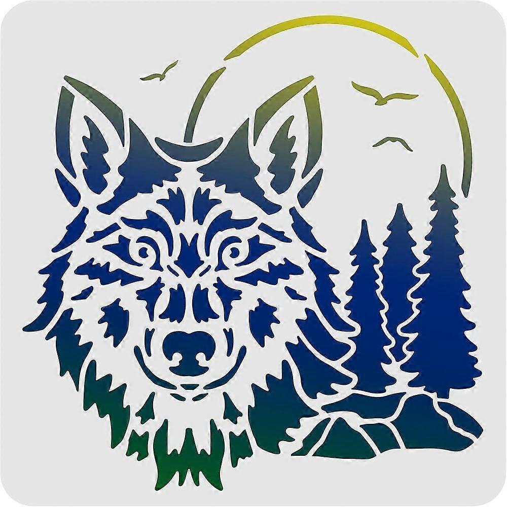 1pc Plastic Reusable Drawing Painting Stencils Templates for Painting on Scrapbook Paper Wall Fabric Floor Furniture Wood Square Fox Pattern 300x300mm