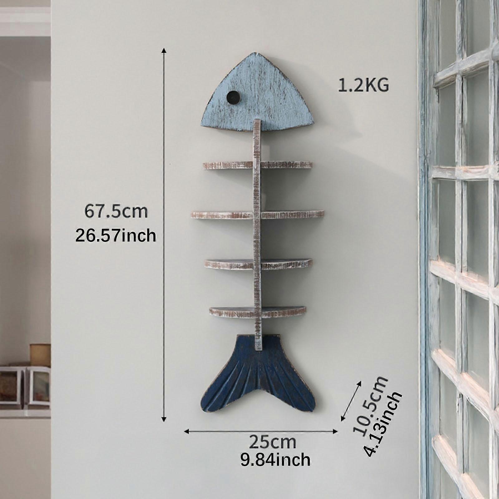 Fishbone Shape Wall Shelf Wooden Wall Mounted for Toys Storage Party  Vertical