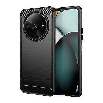 Für Xiaomi Redmi A3 Schock Carbon Textur TPU Handy Tasche Case Schwarz