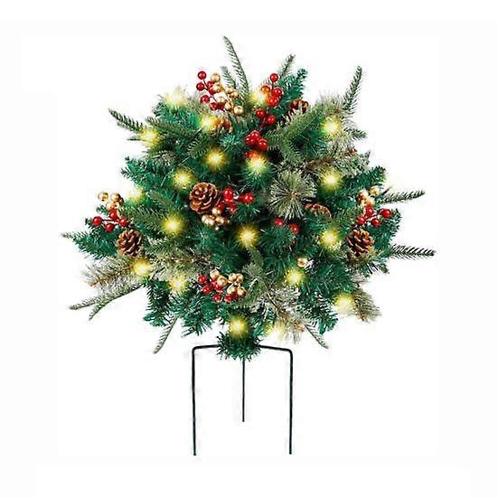 Lighted Christmas Tree Stake Battery Operated Holiday Planters Decoration 16" Artificial Xmas Pine Tree