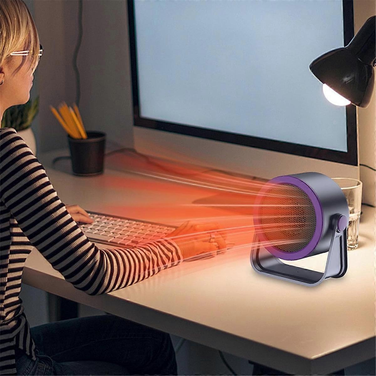 500W 电加热器便携式台式暖风机小型空间加热器，适用于冬季办公室卧室