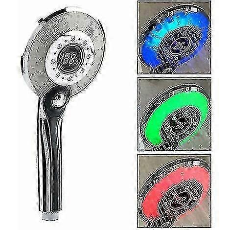 Led Hand Shower 3 Colors Temperature Control Hand Shower With Digital Temperature Display Water Saving 3 Spray Modes