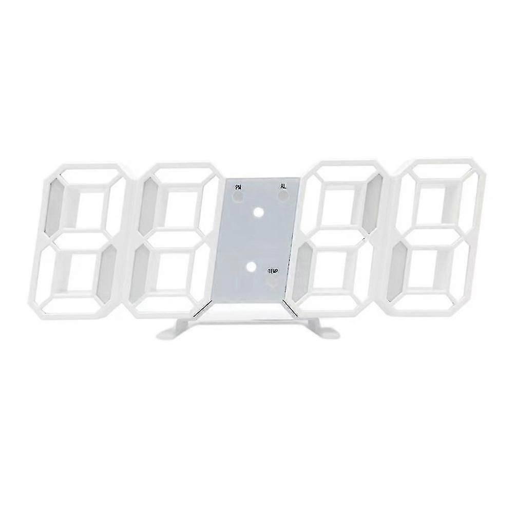 Digital 3d Led Wall/desk Clock Alarm Big Digits Brightness Usb Temperature