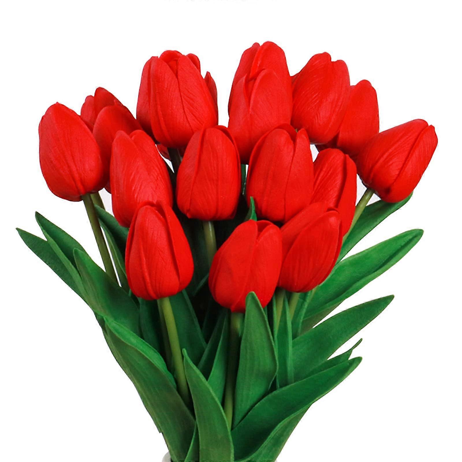 20 pcs Red Tulips Artificial Flowers - Valentine's Day Decoration