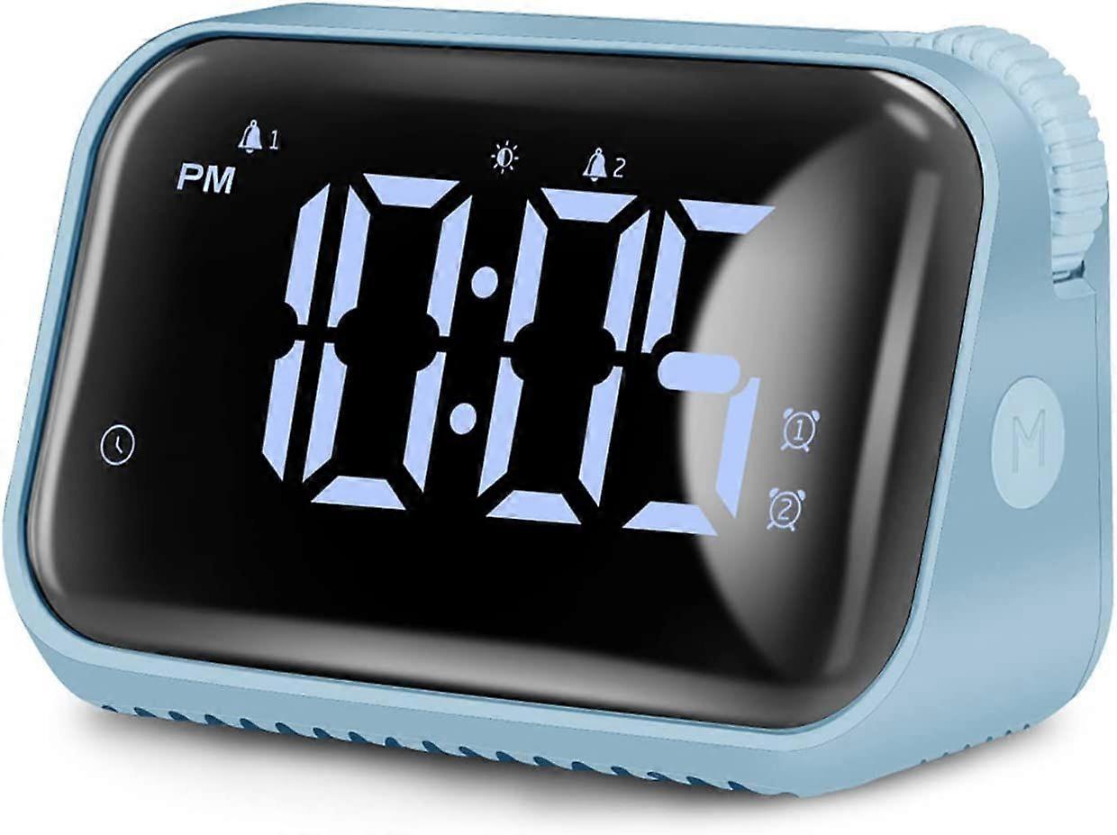 Mini Digital Alarm Clock, Bedside Clock with Backlight Mirror Glass Material,Dual Alarms with Snooze and Weekend Mode,Easy-to-Operate Smart Desk Clock