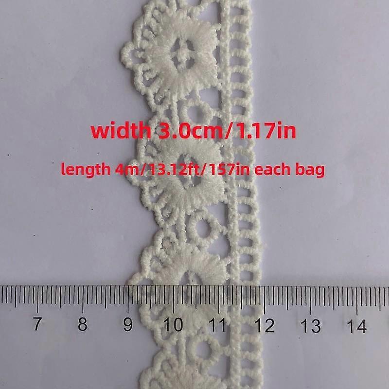 4 מטר / 13.12 רגל כל תיק שחור לבן תחרה קישוטים מושלם עבור בגדים וילונות בעבודת יד DIY מלאכת יד אביזר תפירה קצה פרח סרטי תחרה רקומים