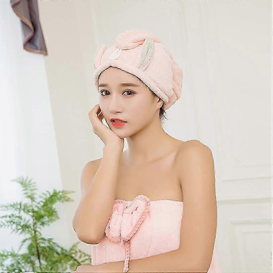 Microfiber Hair Turban Towel & Wrap - 40x70 Cm, Quick Dry, Soft Head Cap For Shower & Bath (Pink)