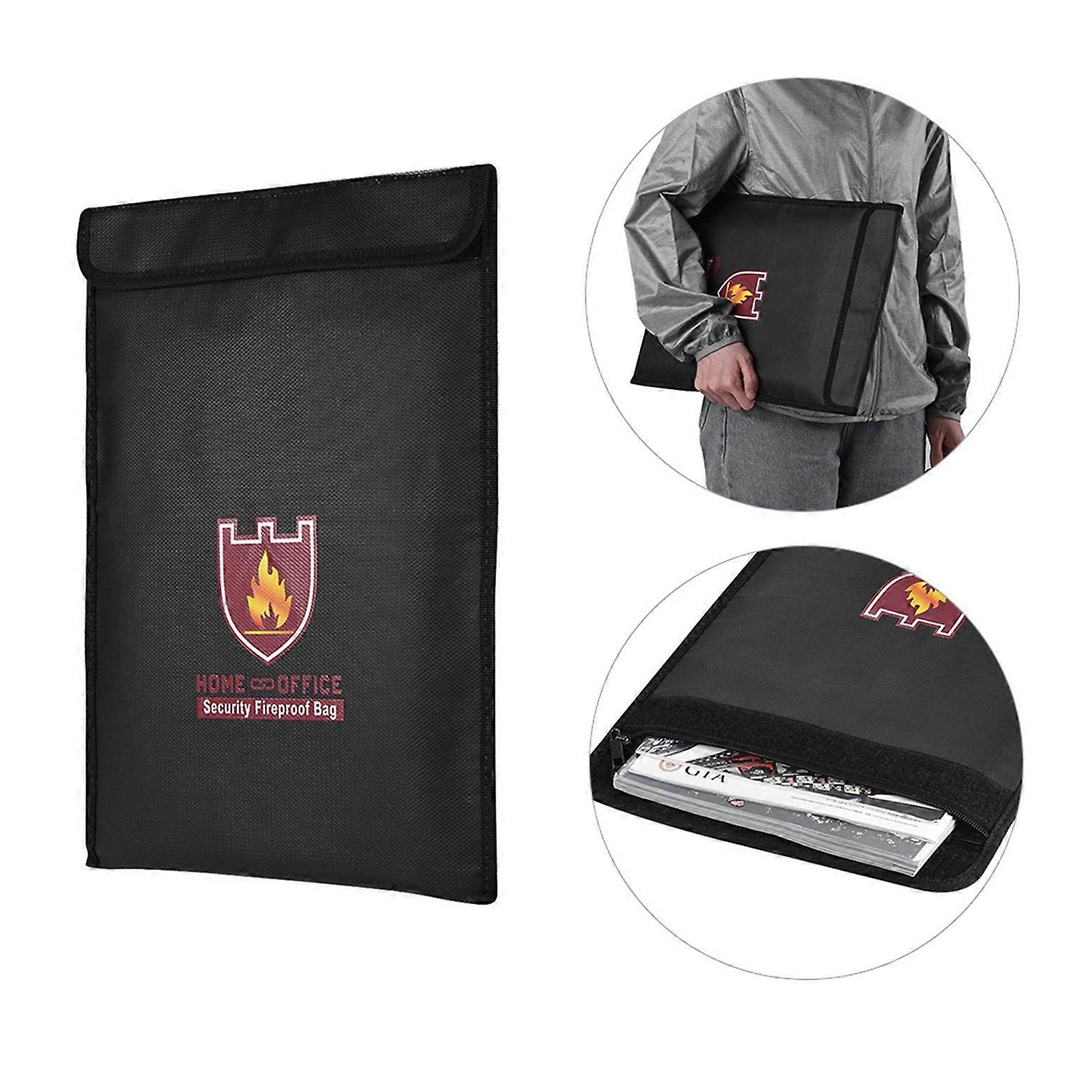 Fireproof Money Document File Bag Pouch Cash Bank Cards Passport Valuables Organizer Holder Safe Sto