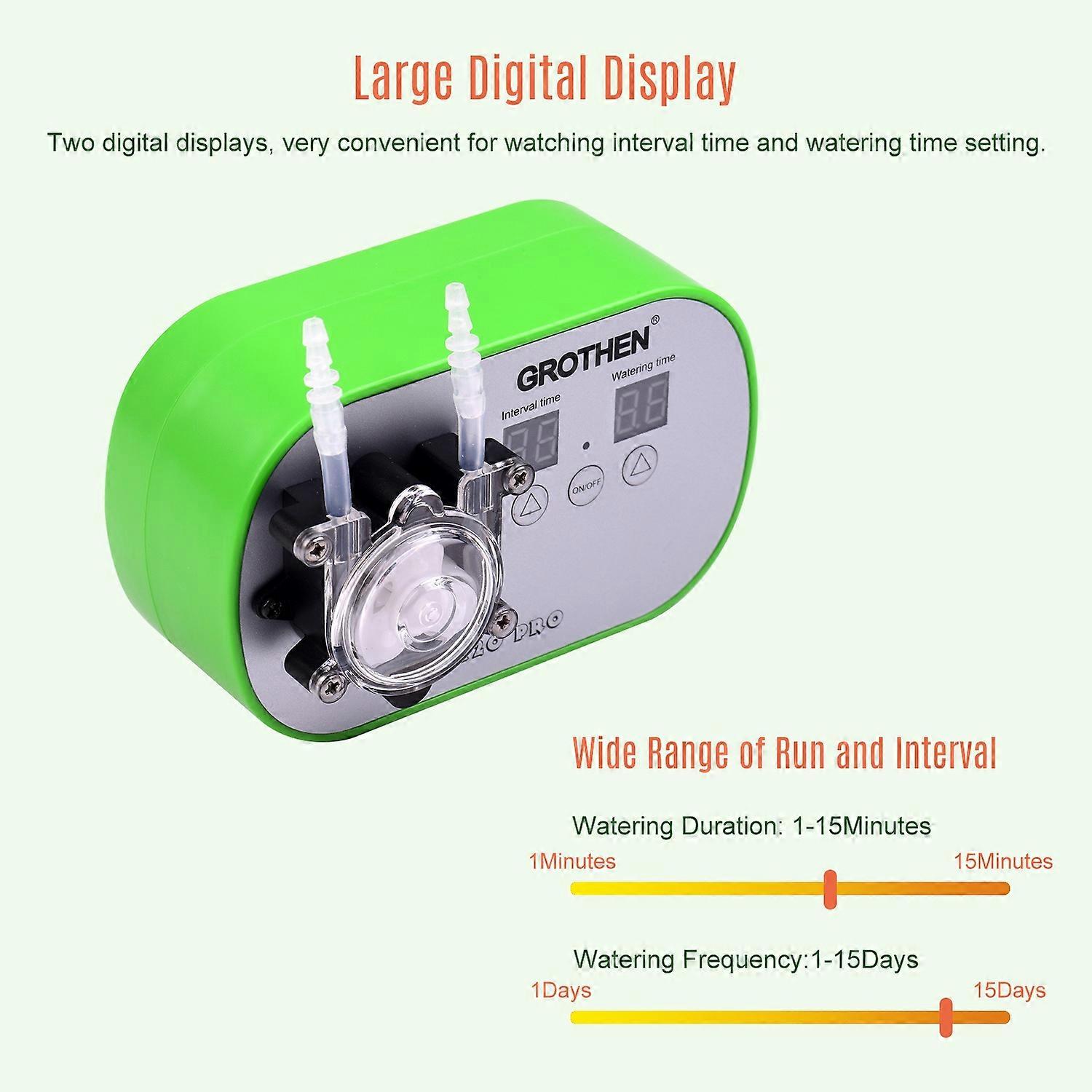 GROTHEN Timed Dosing Peristaltic Pump Metering Pump Smart Watering Device Amount Timing Control with