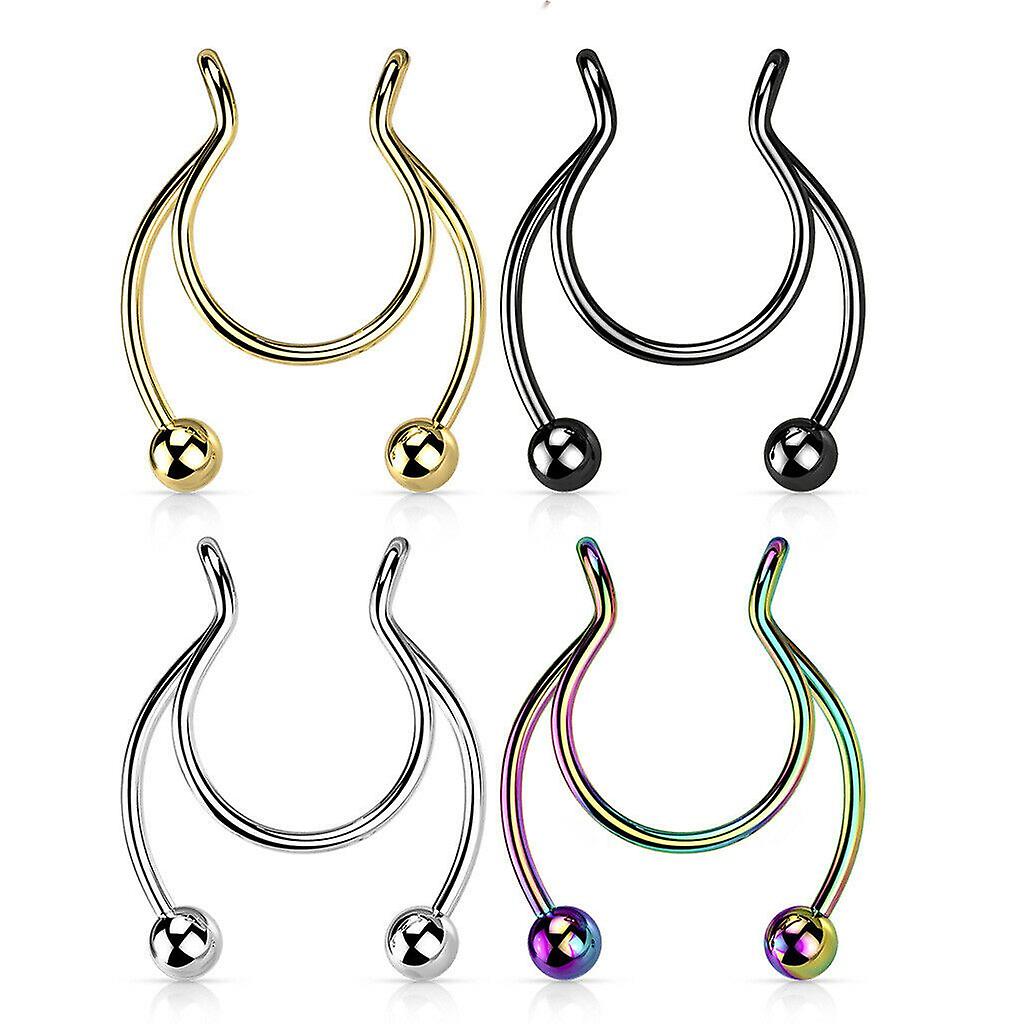 Fake clip on horseshoe for faux septum, nipple and ear surgical steel