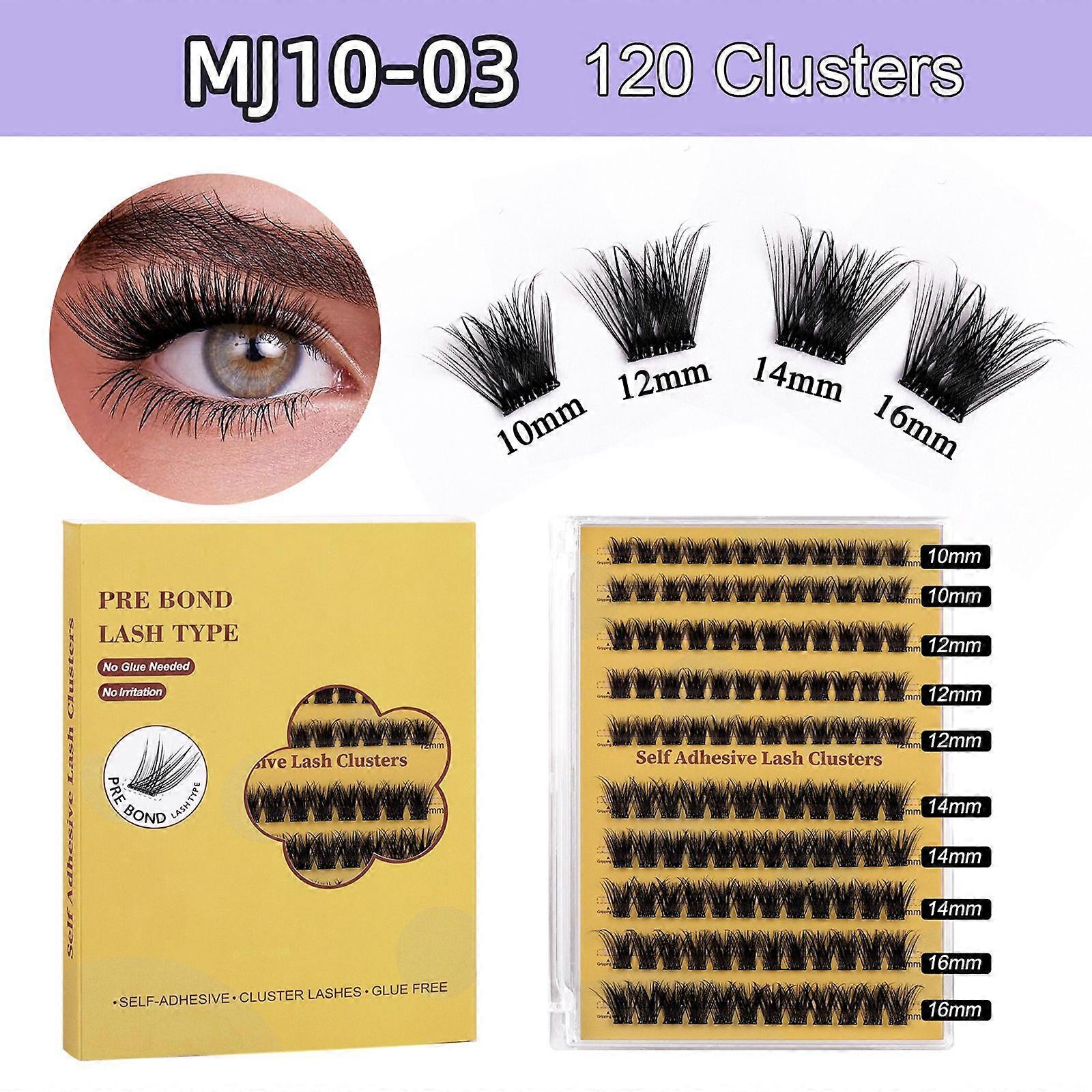 Segmented False Eyelashes Set Individual Lash Clusters Kit Glue-Free Pre Bond Self-adhesive Fake Eyelashes Natural-Looking Eyelash Extension Kit