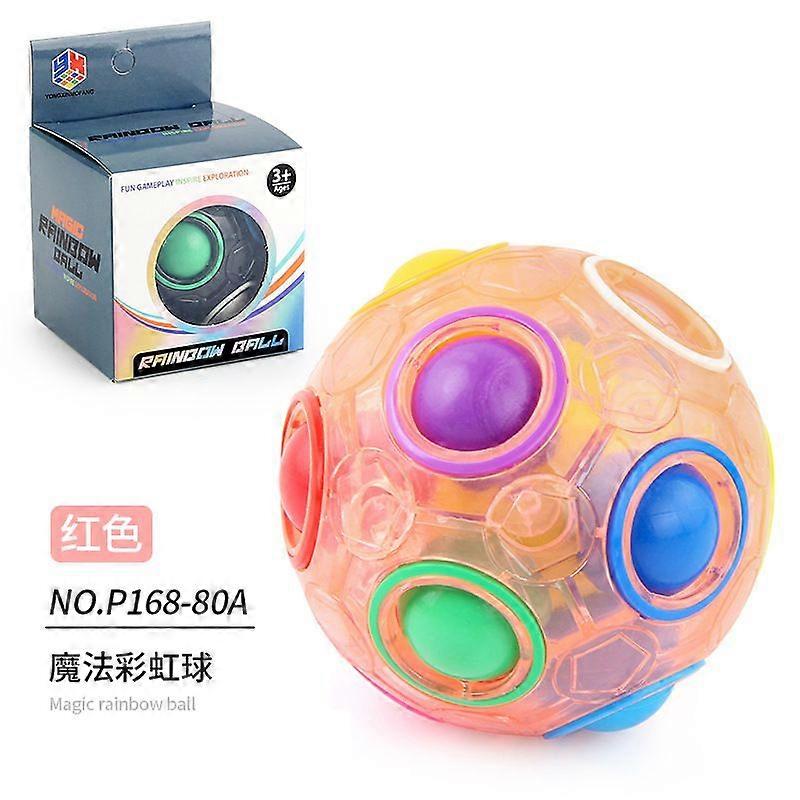 P168-80A Rainbow Ball Red English Box 103.8G# Rainbow ball decompression rotary gyro children's puzzle round 12-hole mixed color magic ball toy