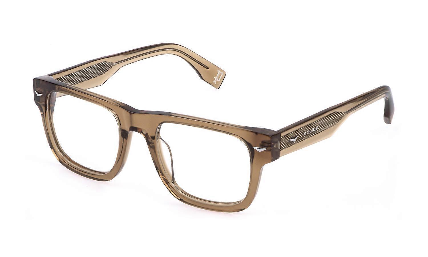 Eyewear Frames Police VPLQ72E 0805 MARRON CHIARO Transparent LUCIDO 52/21/145 MAN
