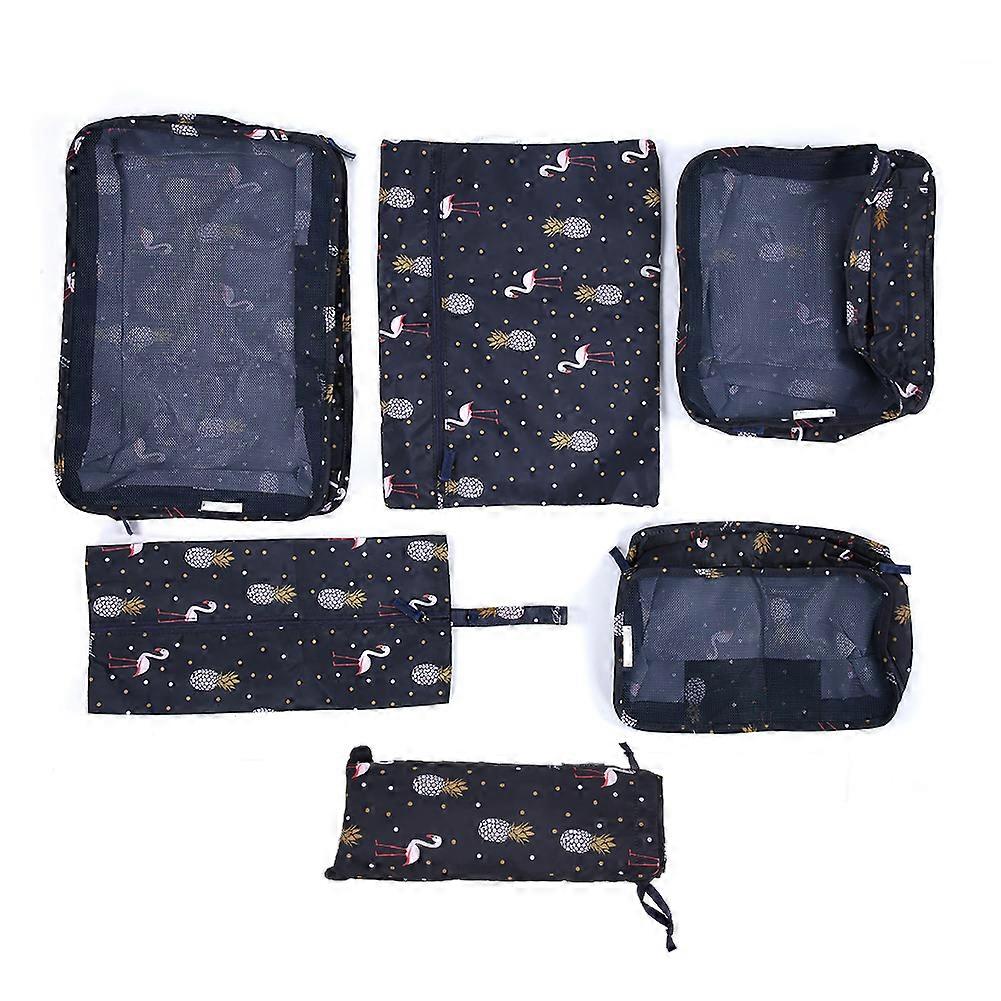 Oxford Cloth Travel Bag Set With Printed Pattern Breathable Suitcase Clothes Storage