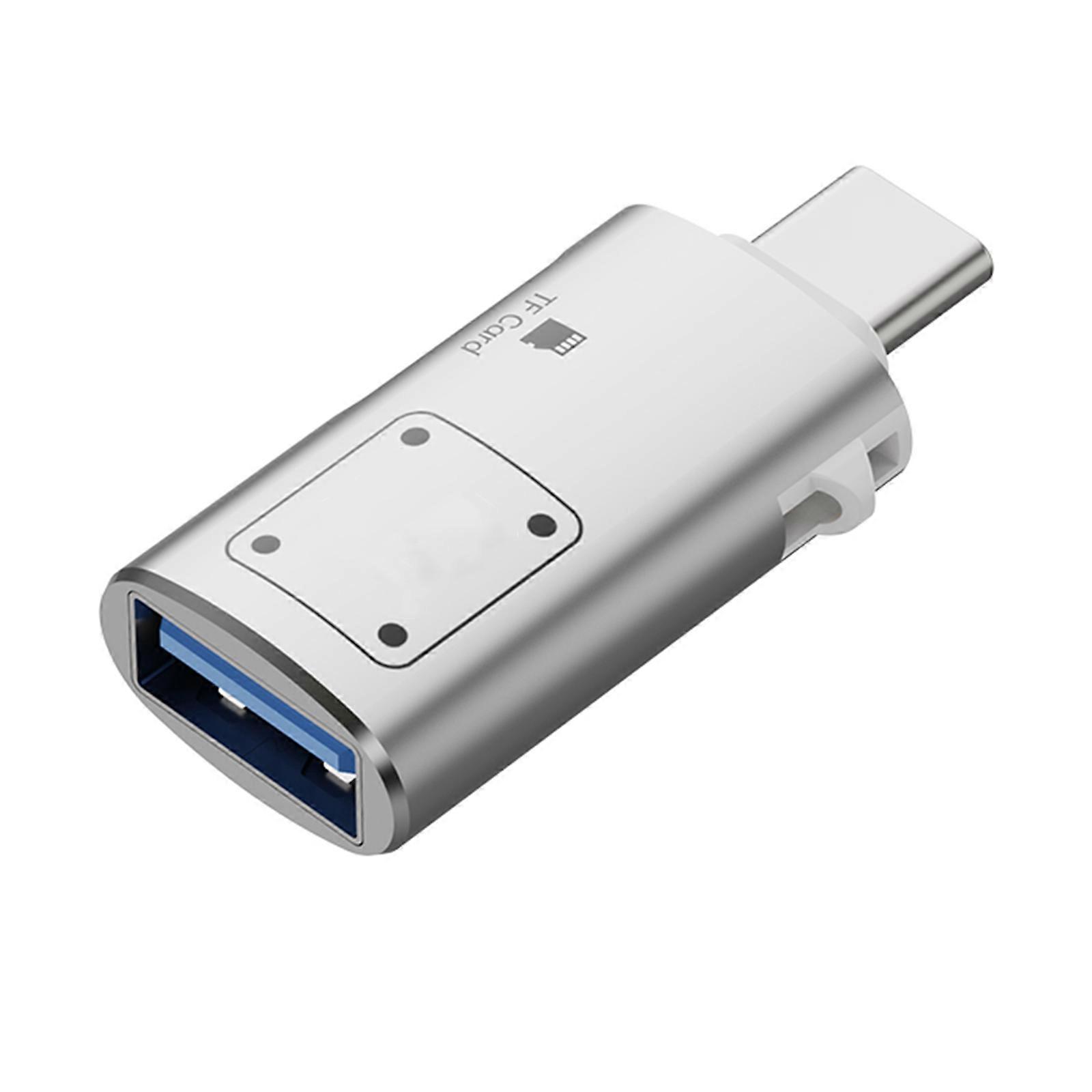Highly Speed USB C to USB3.0 OTG Adapter Card Reader for Mobile Device Type C Card Reader Slot for Laptops Tablets  Silver