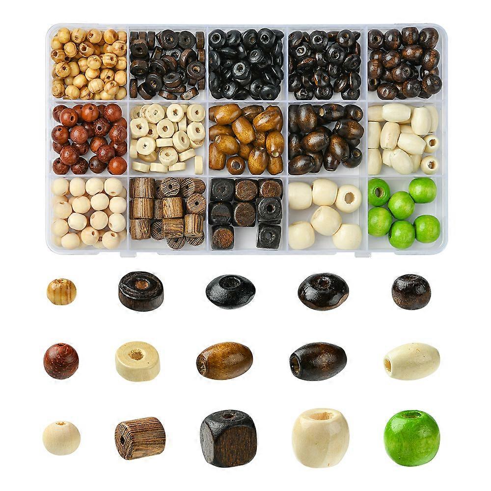 Craft Beads 15 Styles Natural Wood Beads Mixed Shapes