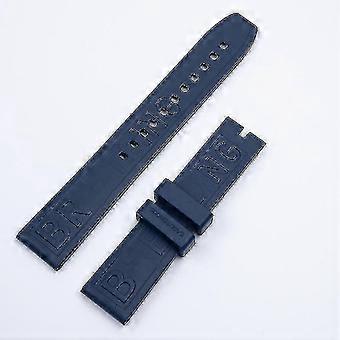 Soft Rubber Silicone Watch Band in Dark Blue - 20mm/22mm/24mm with Black Buckle for Superocean, Navitimer, Avenger & Breitling