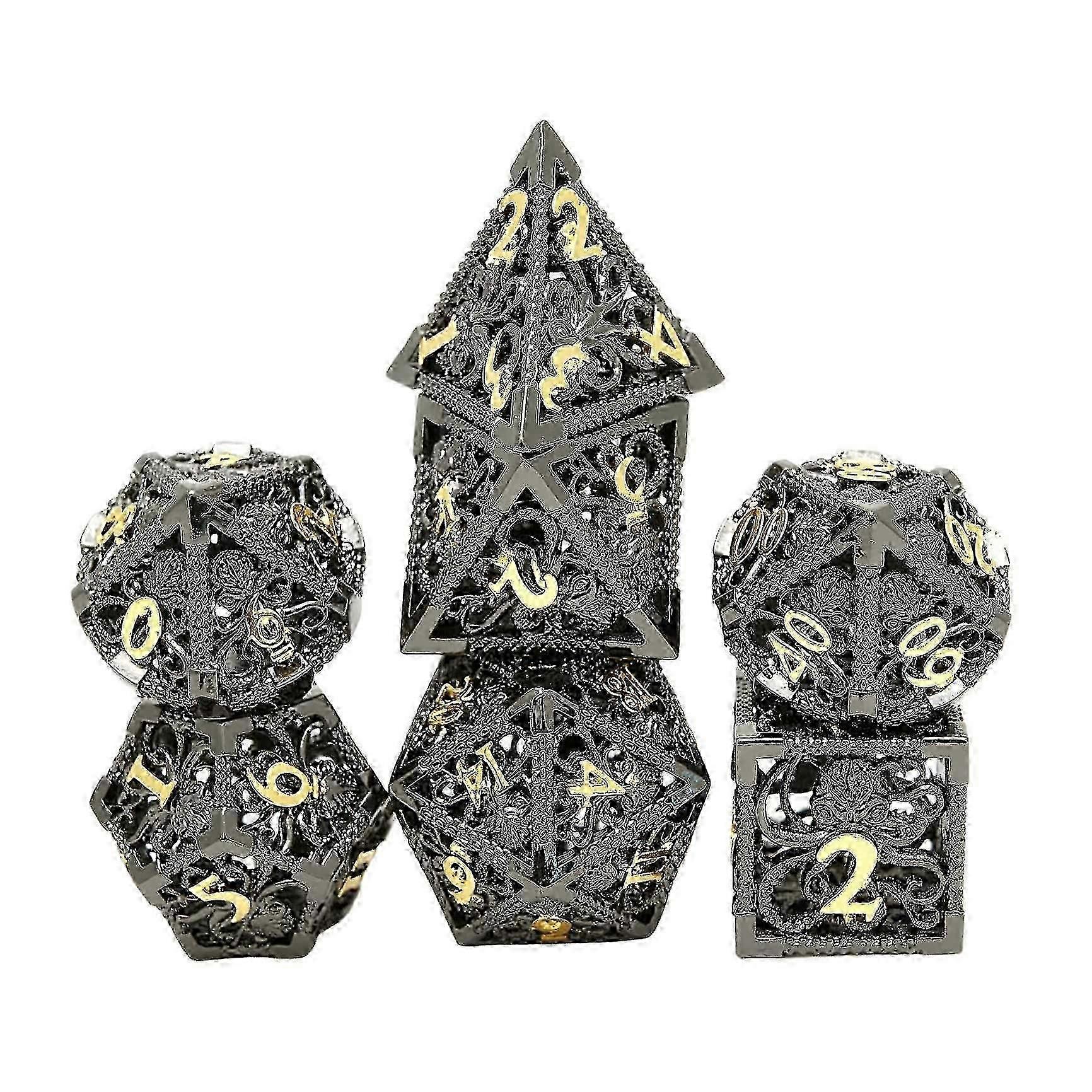 Metal Dice Set Hollow Polyhedral Octopus Metal Dice for Table Games