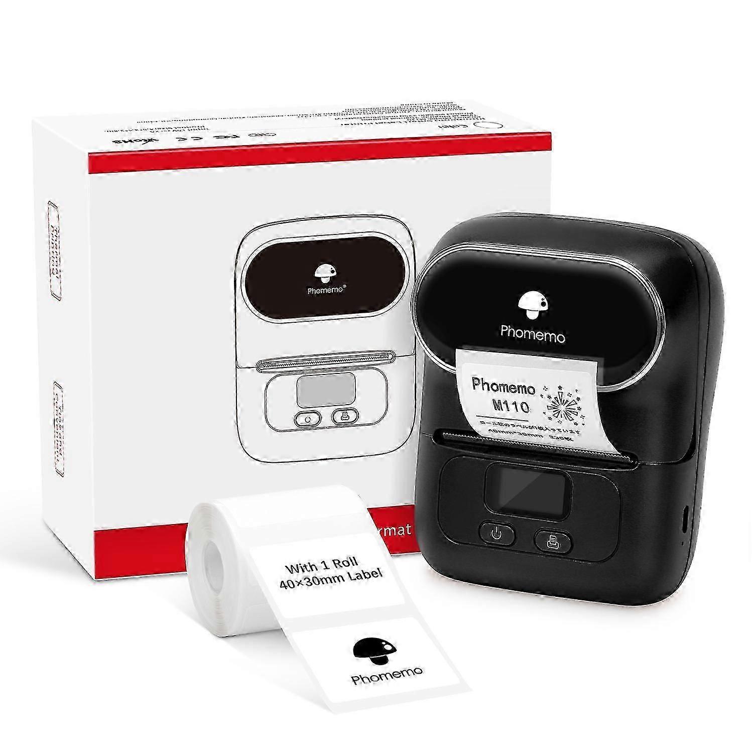 M110 Label Maker Portable Bluetooth Thermal Label Maker Printer (Black)