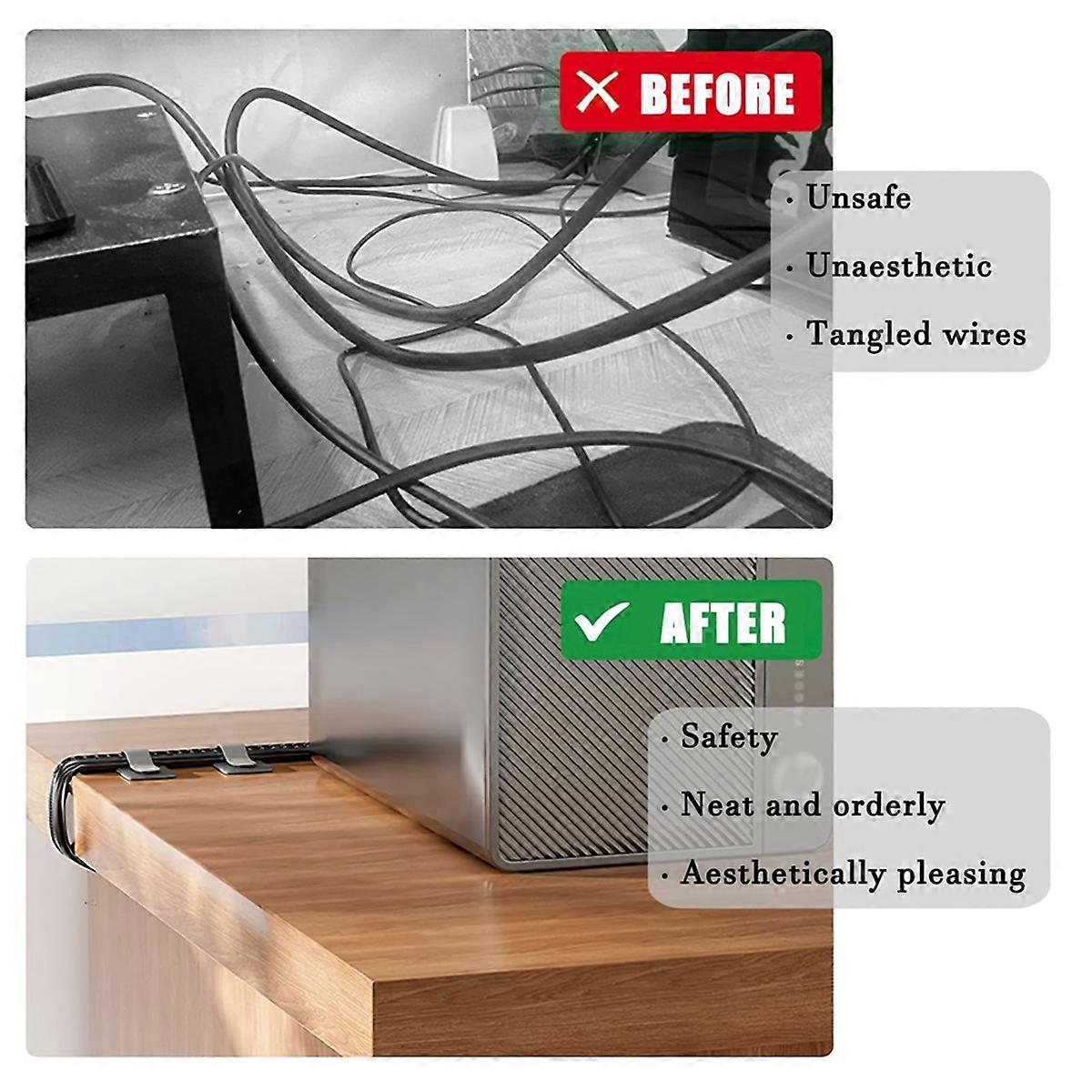 hook and Loop Cable Management Under Desk, 80PCS Self Cable Ties