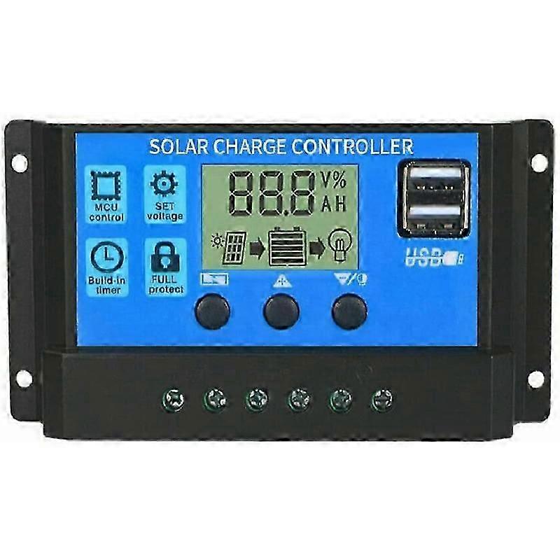 100A Solar Charge Controller, Solar Panel Battery Intelligent Regulator with Dual USB Port, Multi-F