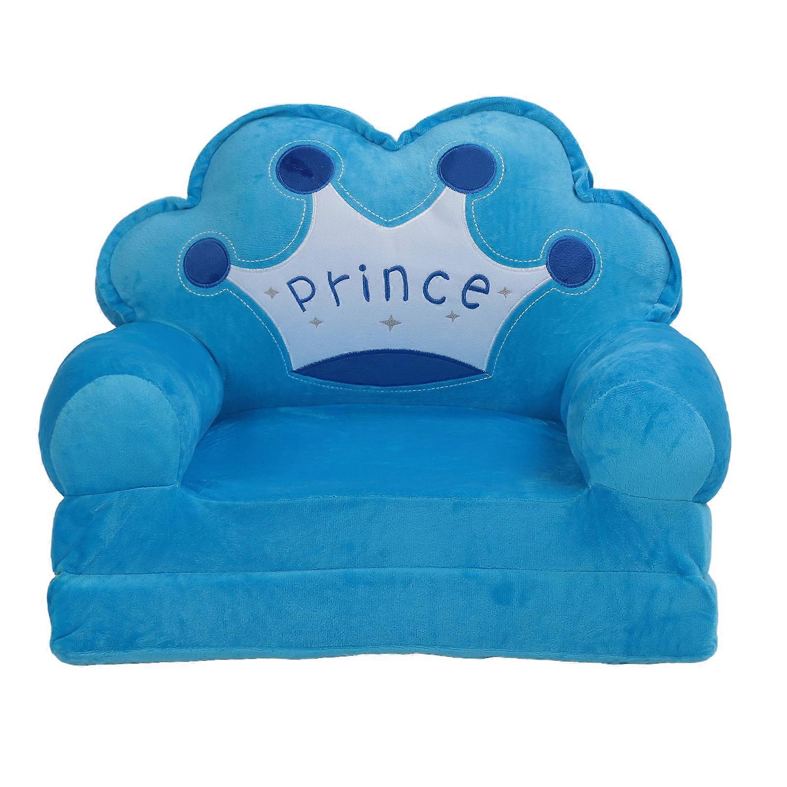 Foldable Cartoon Chair Lovely Crown Multi Functional Folding Kindergarten Reading Sofa Blue 2 Folding