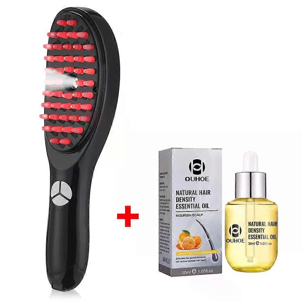 Electric Head Massage Vibration Spray Comb Meridian Massager Hair Growth Scalp Brush With 30ml Nourishing Oil Scalp Applicator