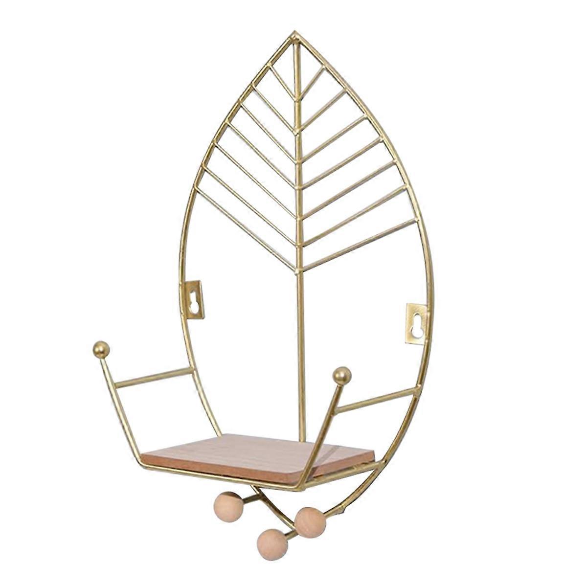 Leaves Shape Floating Shelves Metal Wall Decor,Home Decorations,Gold