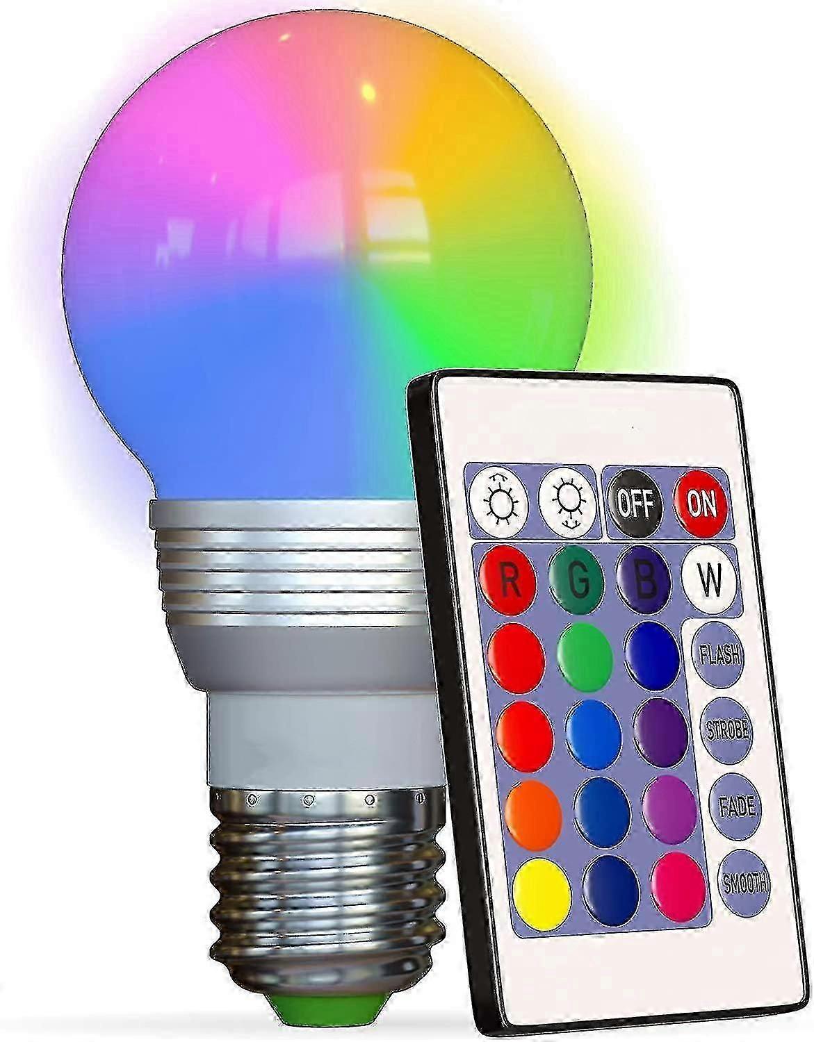 Led Bulb Color Changing Light Bulb With Remote Control (4-pack)16 Different Color Choices Smooth, Flash Or Strobe Mode- Premium Quality & Energy