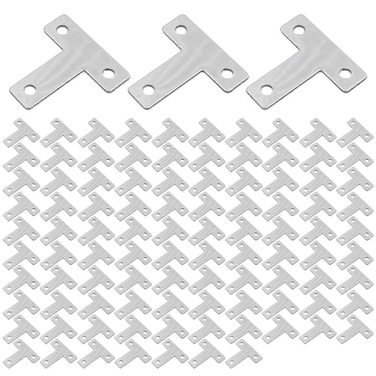 100pcs Flat Tee Mending Plate, Stainless Steel T Brackets