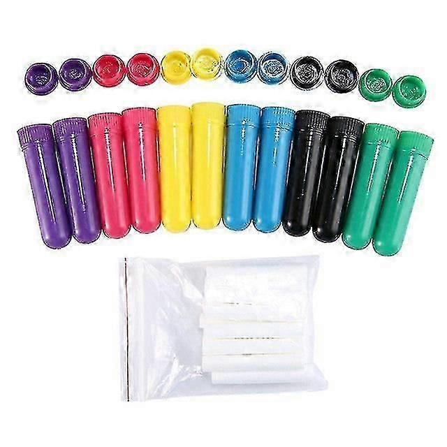 Colorful Essential Oil Blank Nasal Aromatherapy Inhalers Sticks 12 Empty Tubes Or 24pcs White Cotton Wicks Optional Portable