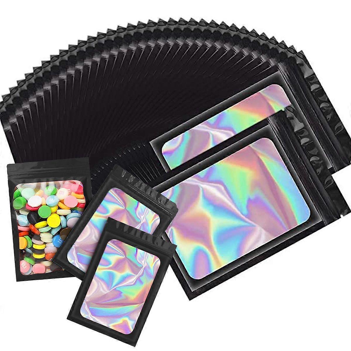 100pcs laser colored self sealing bag - black 7 * 10