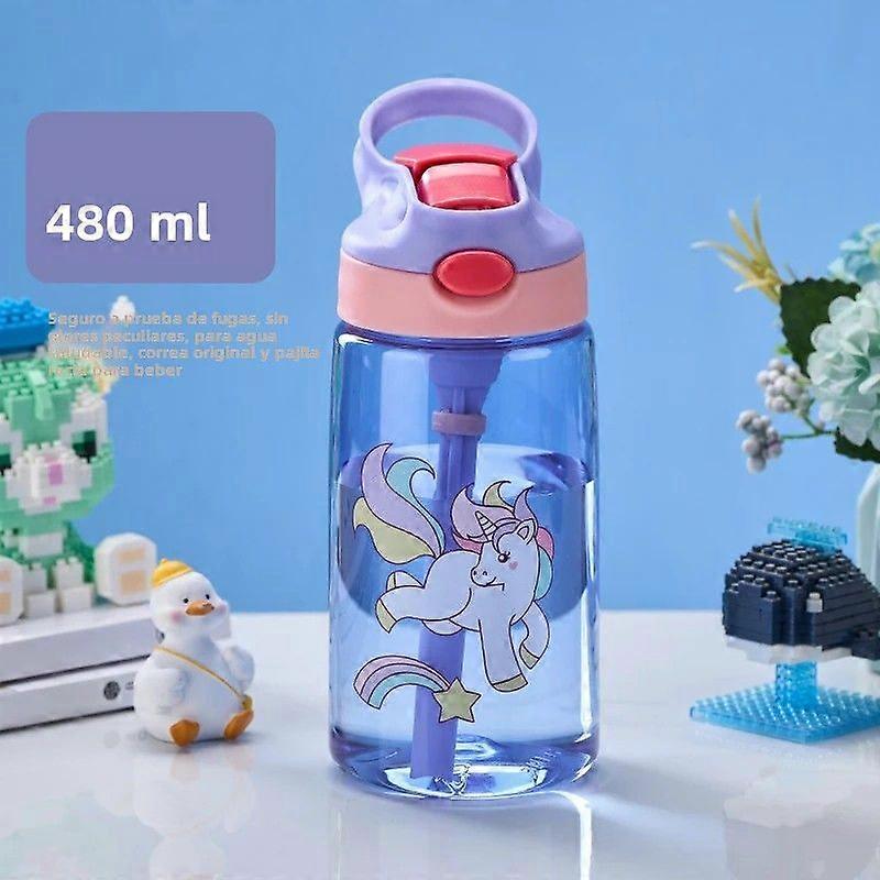 Kids Drinking Cup with Anti-fall Straw Portable Water Bottle for School in Summer Reusable Plastic Material