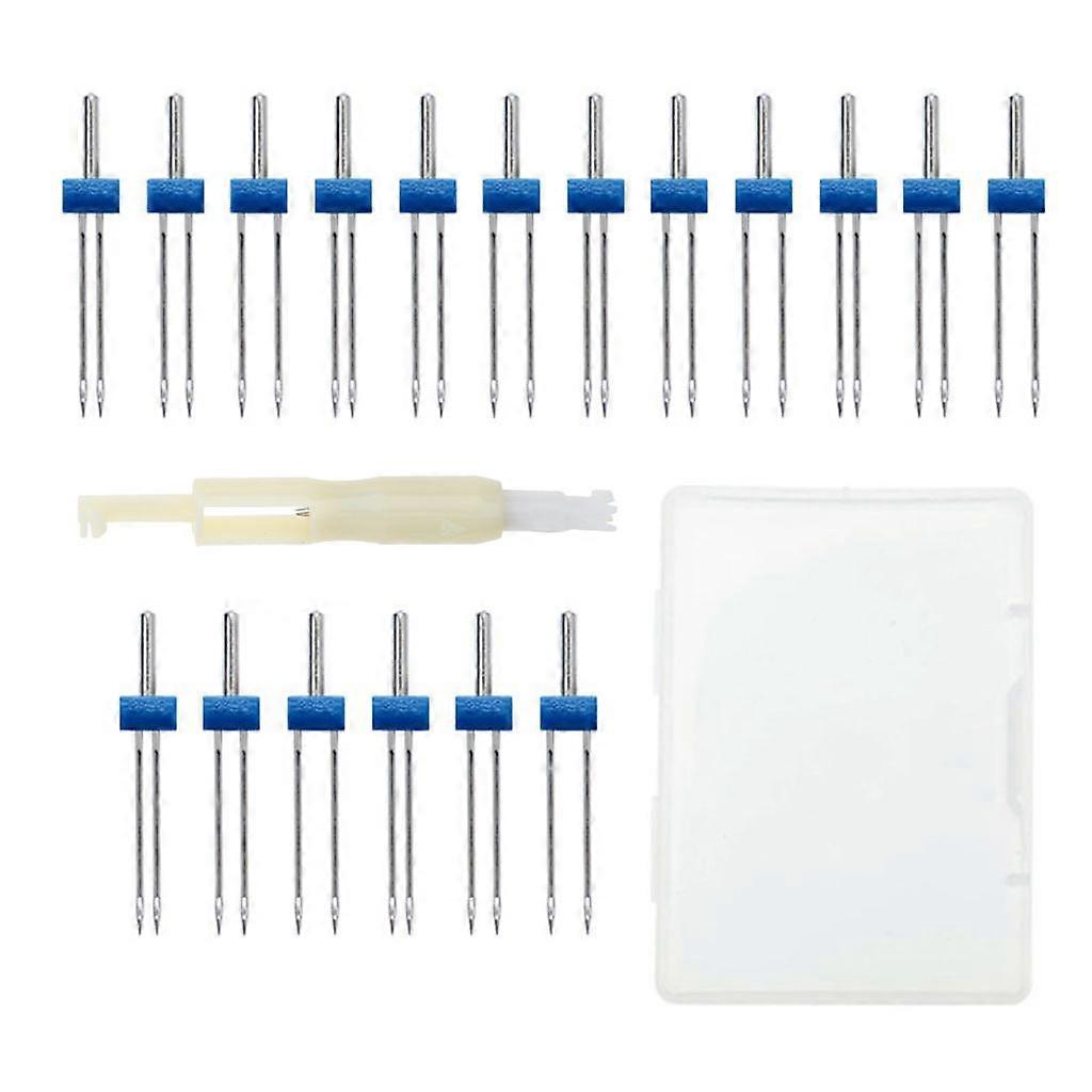 18pcs Sewing Machine Needle Needle Threader Twin Needle Pin with Plastic Box
