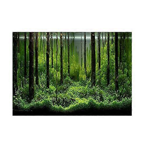Fish Poster PVC Adhesive Forest Pattern Reptile Terrarium Background 61x30cm Durable Decoration