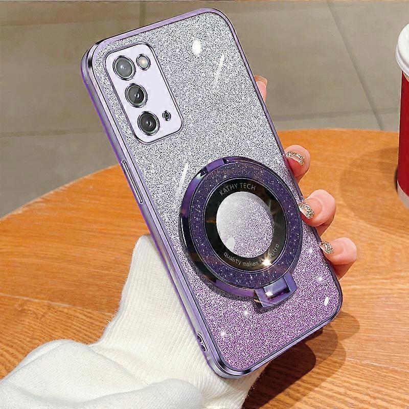 Plated Gradient Glitter Round Holder TPU Phone Case