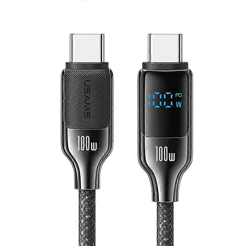 USAMS SJ742 100W USB-C / Type-C to USB-C / Type-C Zinc Alloy Digital Display Fast Data Cable, Length: 1.2m