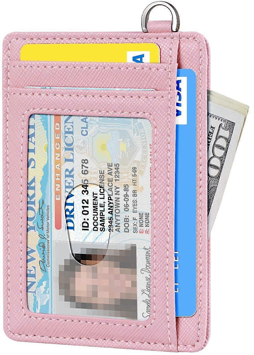 Slim Minimalist Wallet, Front Pocket Wallets, RFID Blocking, Credit Card Holder for MenWomen(Pink)