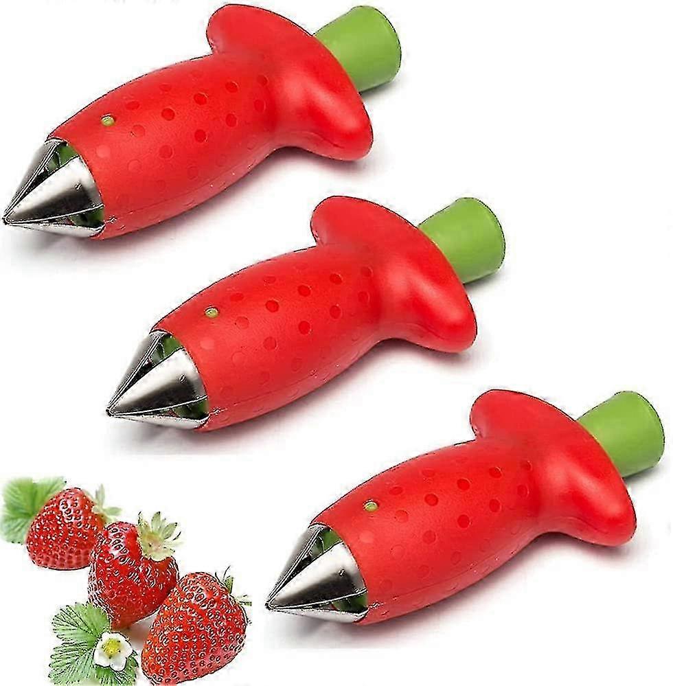 Set aus rotem Erdbeerschäler und Tomatenentkerner – 3 Küchenhelfer