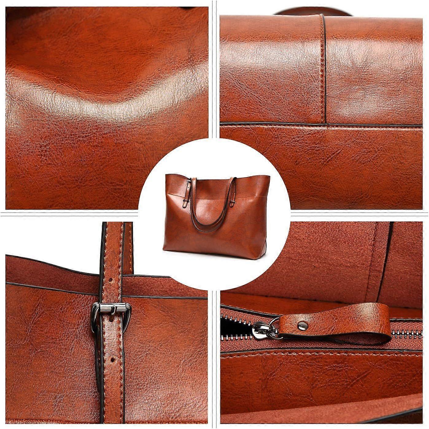 Kvinnors axelremsväska Handtagsväska Portfölj Brun Läder Snygg Design Elegant Mode