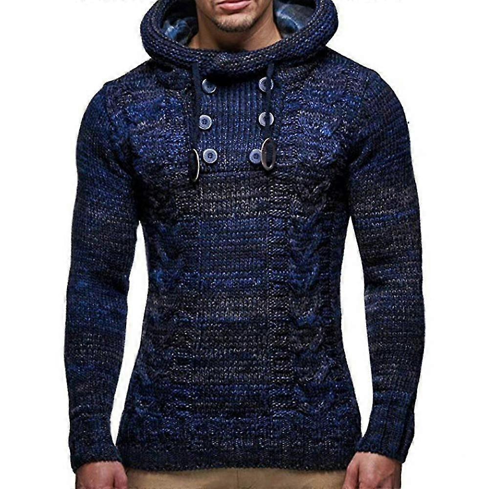 Herren Rollkragenpullover mit Kapuze und langen Ärmeln, lässiger Pullover, Tops, Strickpullover