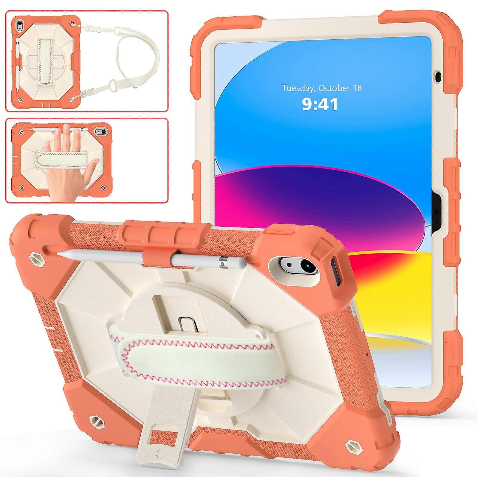 For iPad 2025 / 2022 Contrast Color Robot Shockproof Silicon + PC Tablet Protective Case with Crossbody Rope For iPad 10th Gen 10.9 2022