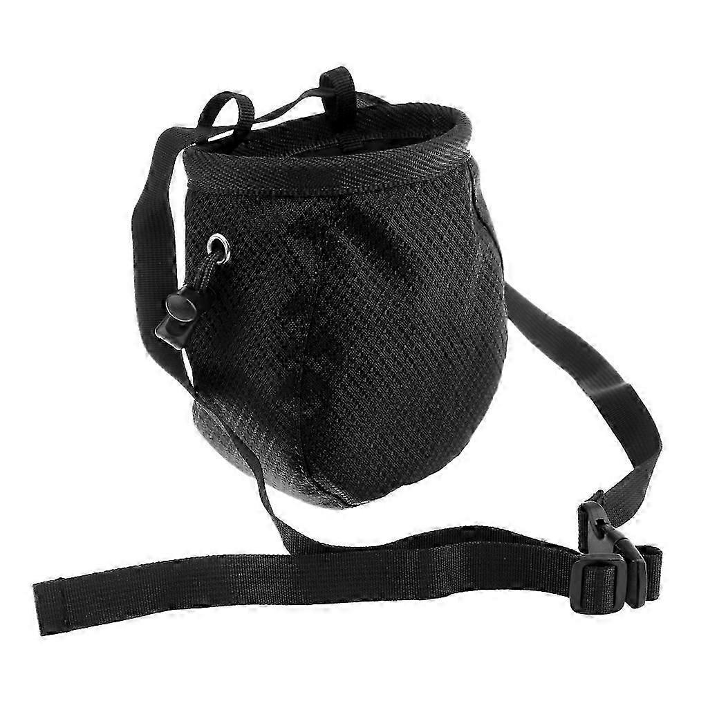 Cylinder Chalk Bag Pouch for Rock Climbing with Drawstring Waist Belt black well