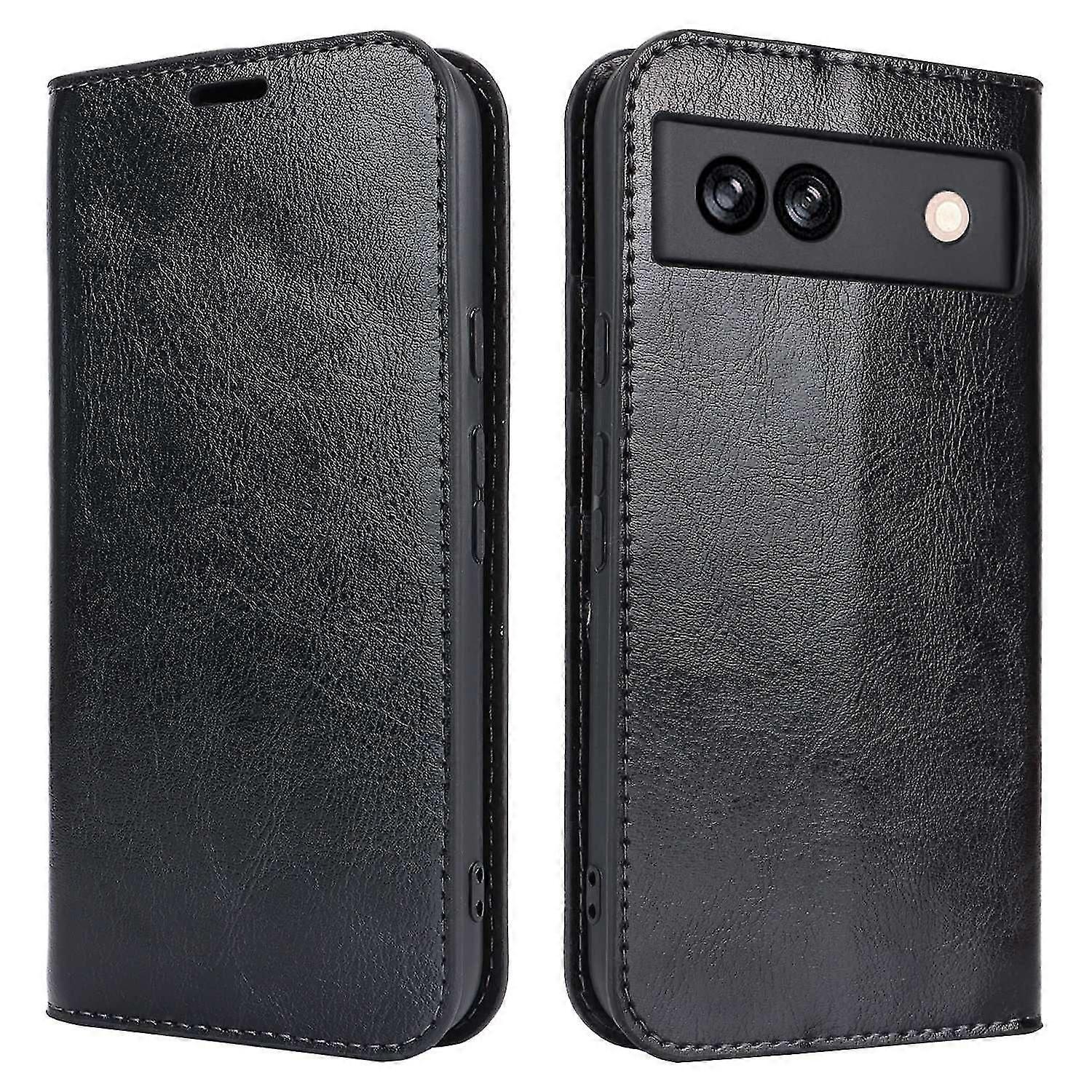 For Google Pixel 8a Phone Wallet Case Split Leather Cover Crazy Horse Texture - Light Brown