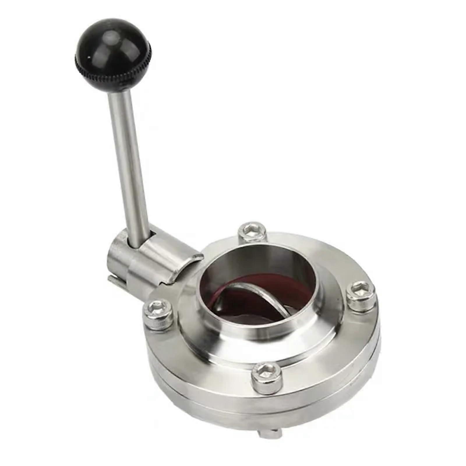 SS304 21/4'' 57mm Pipe OD Sanitary Weld Butterfly Flow Control Valve Dairy Product Homebrew