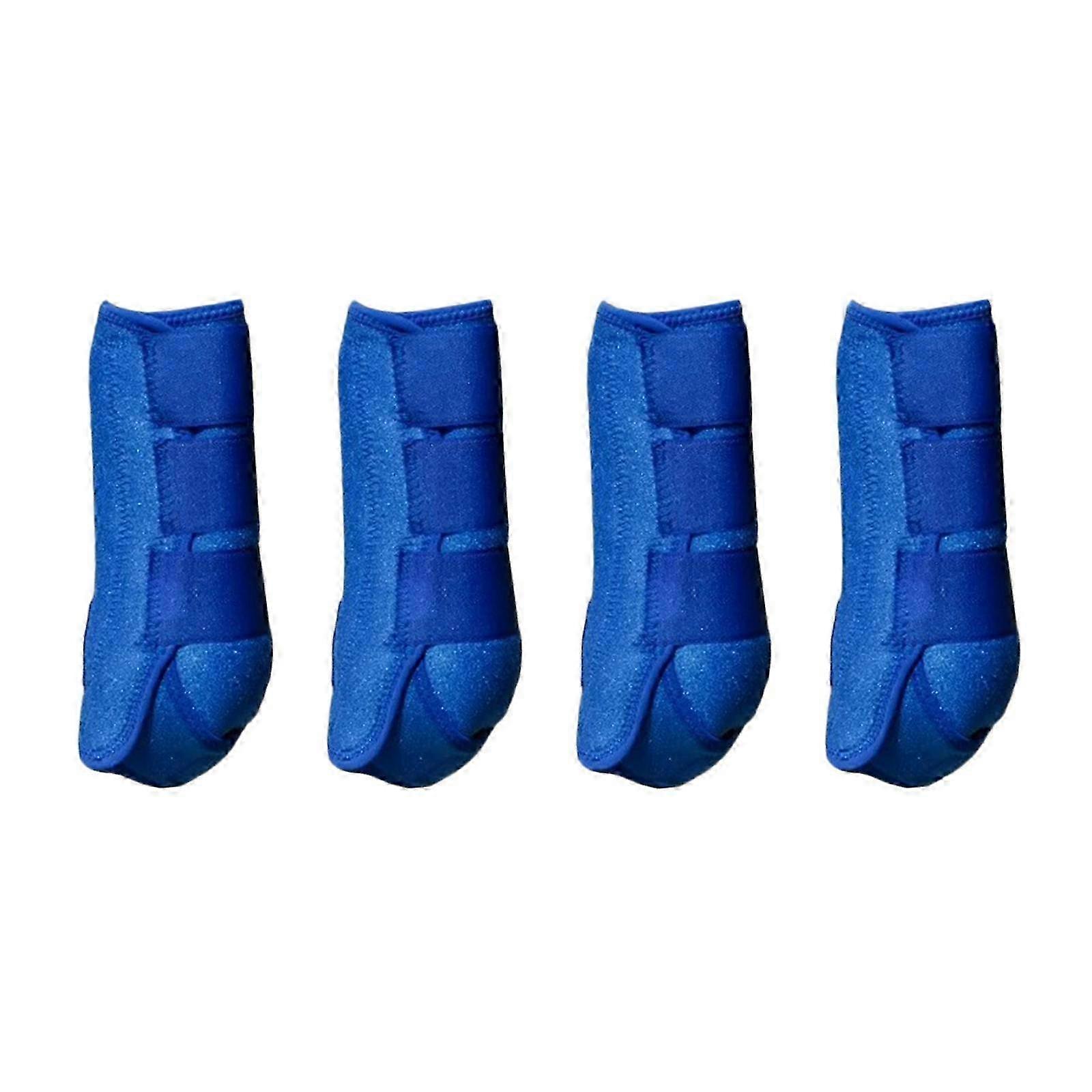 4x koňské boty Ochrana nohou Jezdecké příslušenství Odolné podpěrné nohy Ochrana koní Stráže pro trénink Jezdectví-velikost / barva-S: modrá