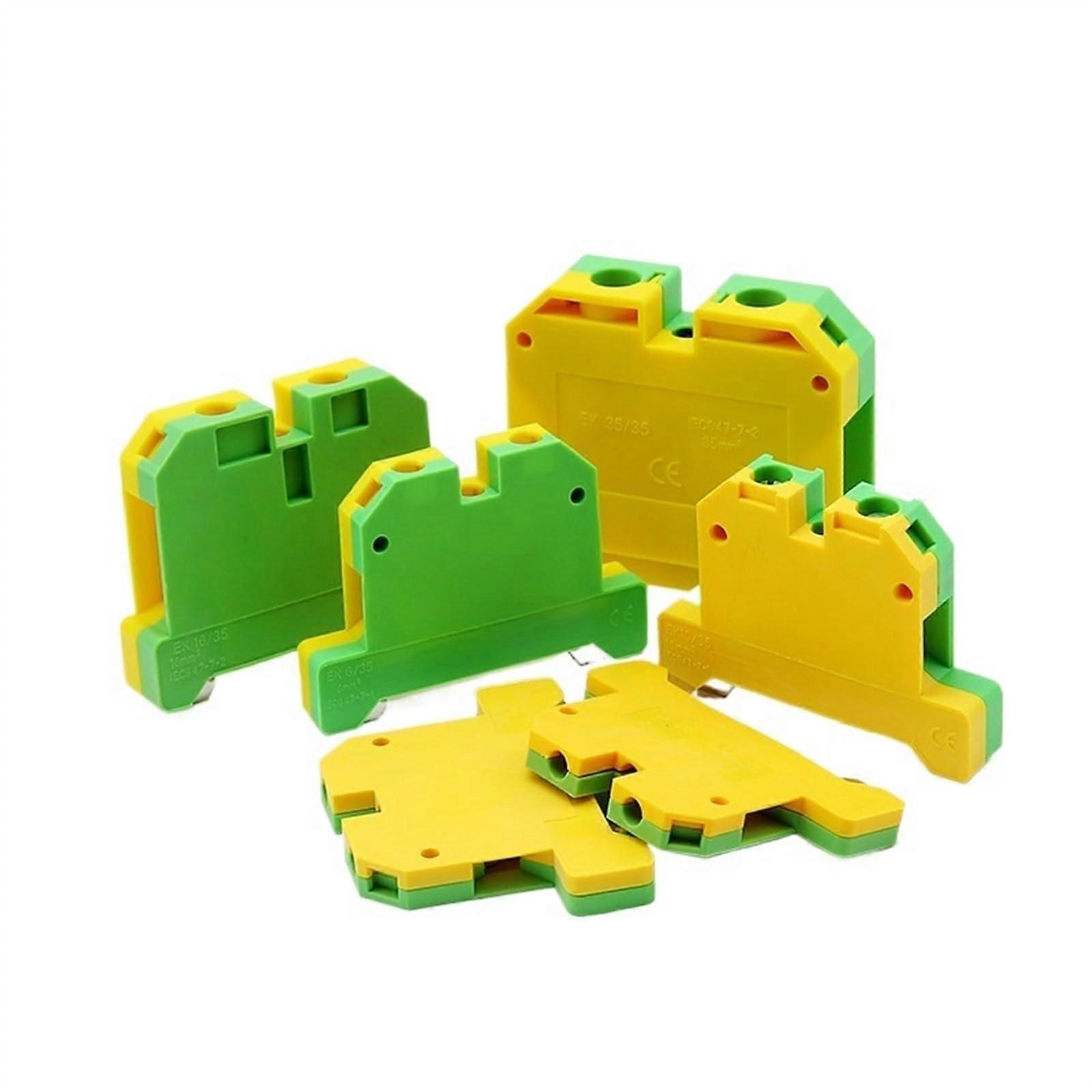 1 PCS DIN Rail SAK Terminal Block EK2.5 4 6 10 16 35/35 Quick Mount Ground Terminal Electrical Wire Connector Yellow Green(EK16)
