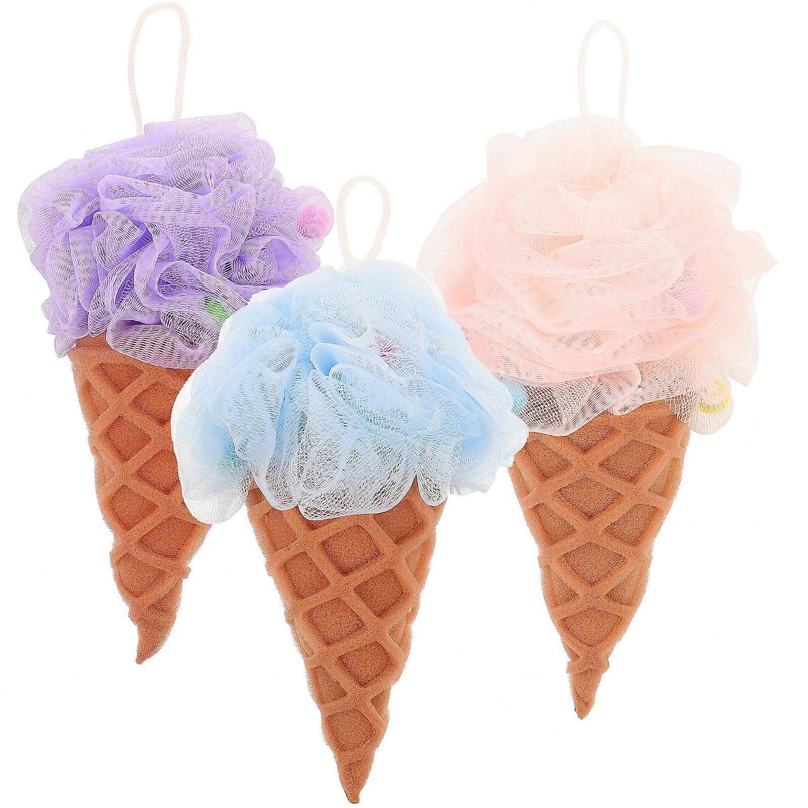 3pcs Assorted Shower Sponge Balls for Exfoliating Skin Made of PE Comfortable Dense Mesh